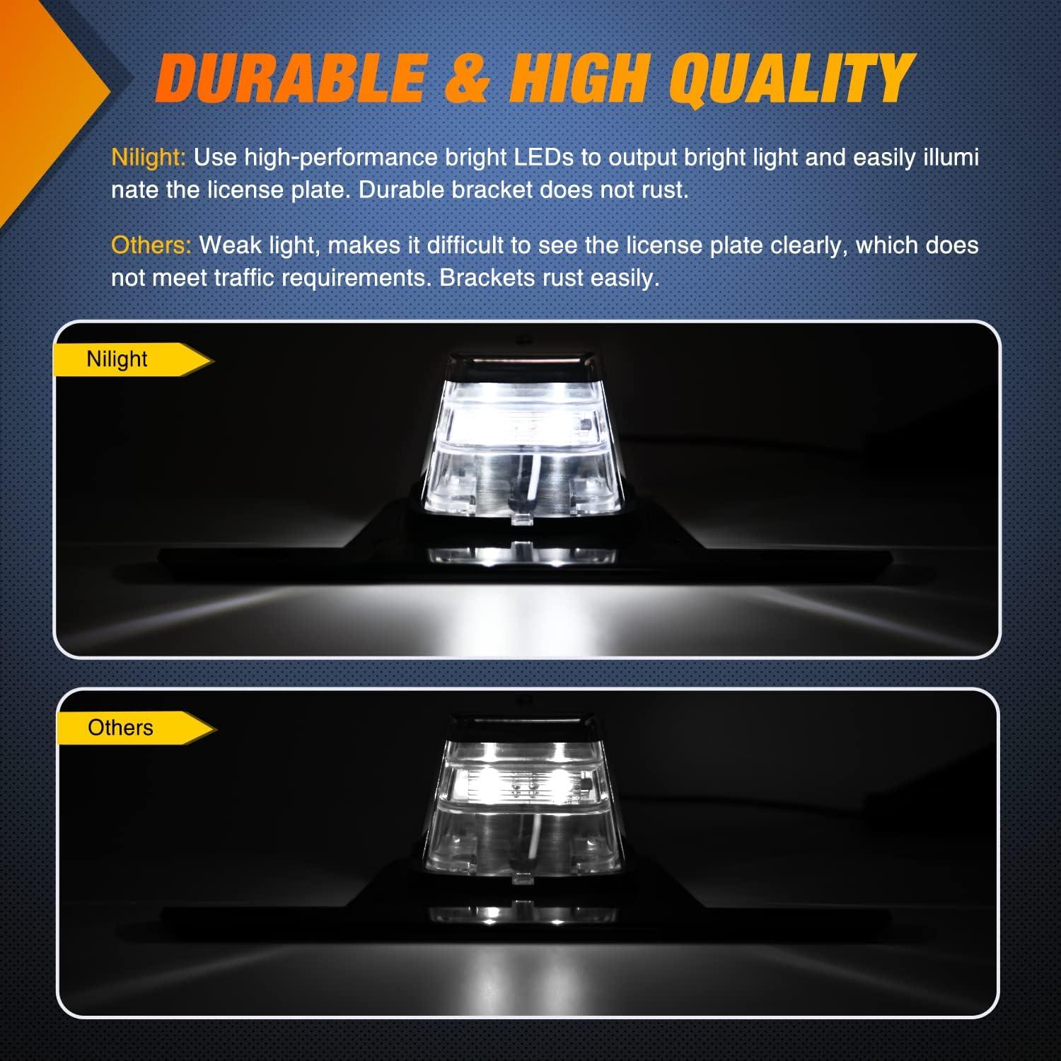 image:imageNilight LED License Plate Light wBracket Mount Waterproof Courtesy Step Tag Dome Cargo Lights Chrome Housing 12V for Truck Trailer RV UTV ATV Camper BoatLicense Plate Light wBracket