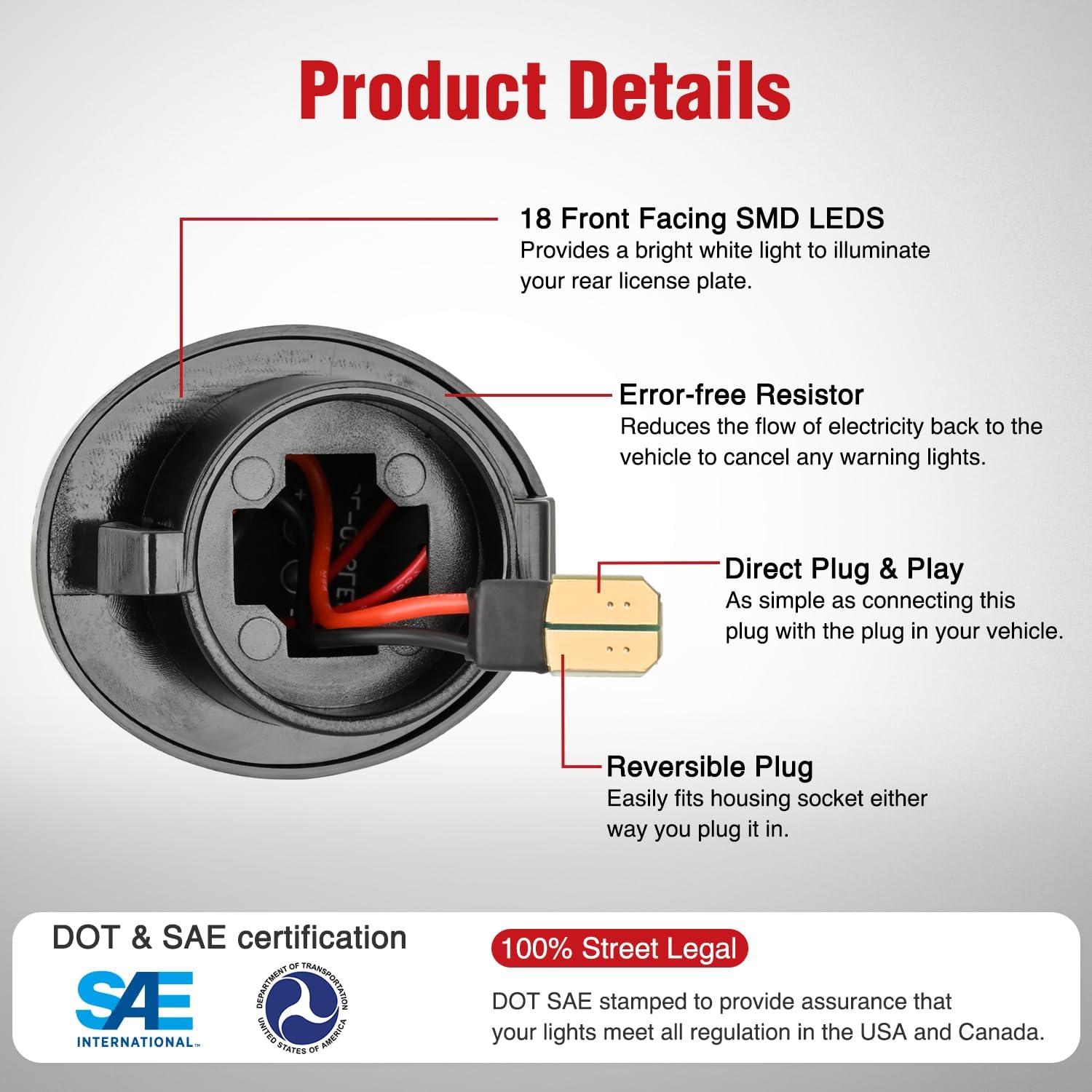image:imageNilight License Plate Lights Compatible with 2010 2011 2012 2013 2014 Ford Mustang 2008 2009 Ford Mercury Sable 2014 2015 Ford Edge 20102018 Ford Taurus with Black housing 6000K White 2PCS PackRed 19902014 Ford F15019832011 Ford Ranger