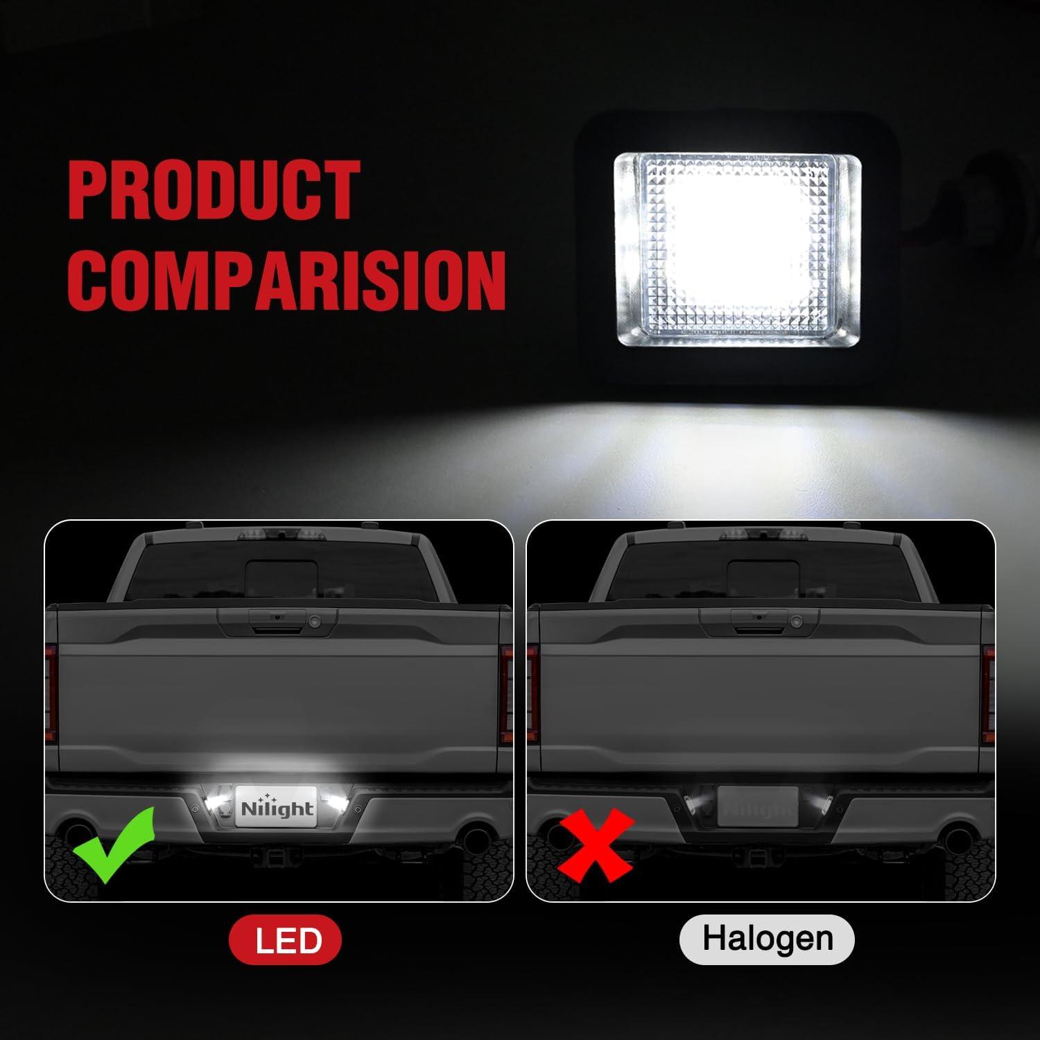 image:imageNilight License Plate Lights Compatible with 2010 2011 2012 2013 2014 Ford Mustang 2008 2009 Ford Mercury Sable 2014 2015 Ford Edge 20102018 Ford Taurus with Black housing 6000K White 2PCS PackWhite 20152020 F150