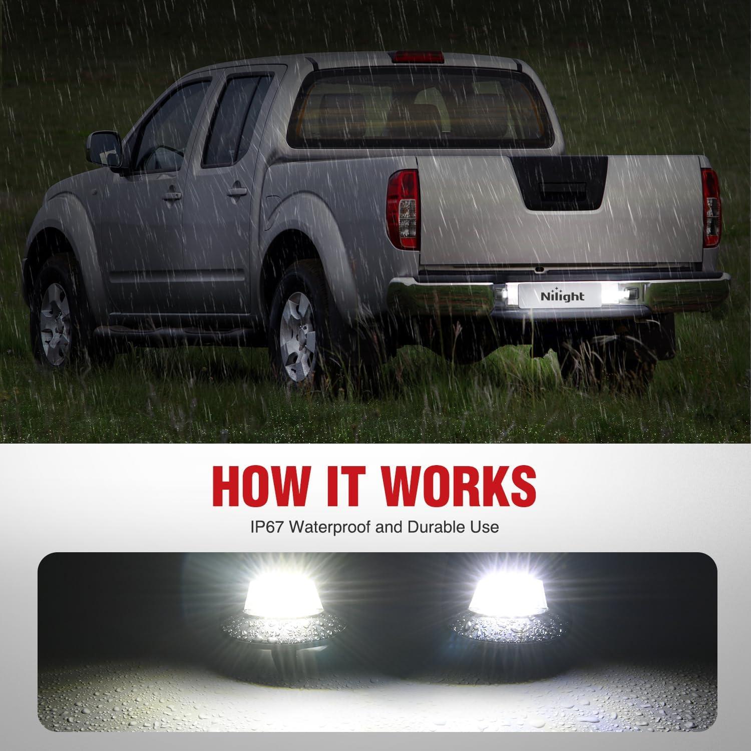 image:imageNilight License Plate Lights Compatible with 2010 2011 2012 2013 2014 Ford Mustang 2008 2009 Ford Mercury Sable 2014 2015 Ford Edge 20102018 Ford Taurus with Black housing 6000K White 2PCS Pack19972011 Dakota20062009 Raider