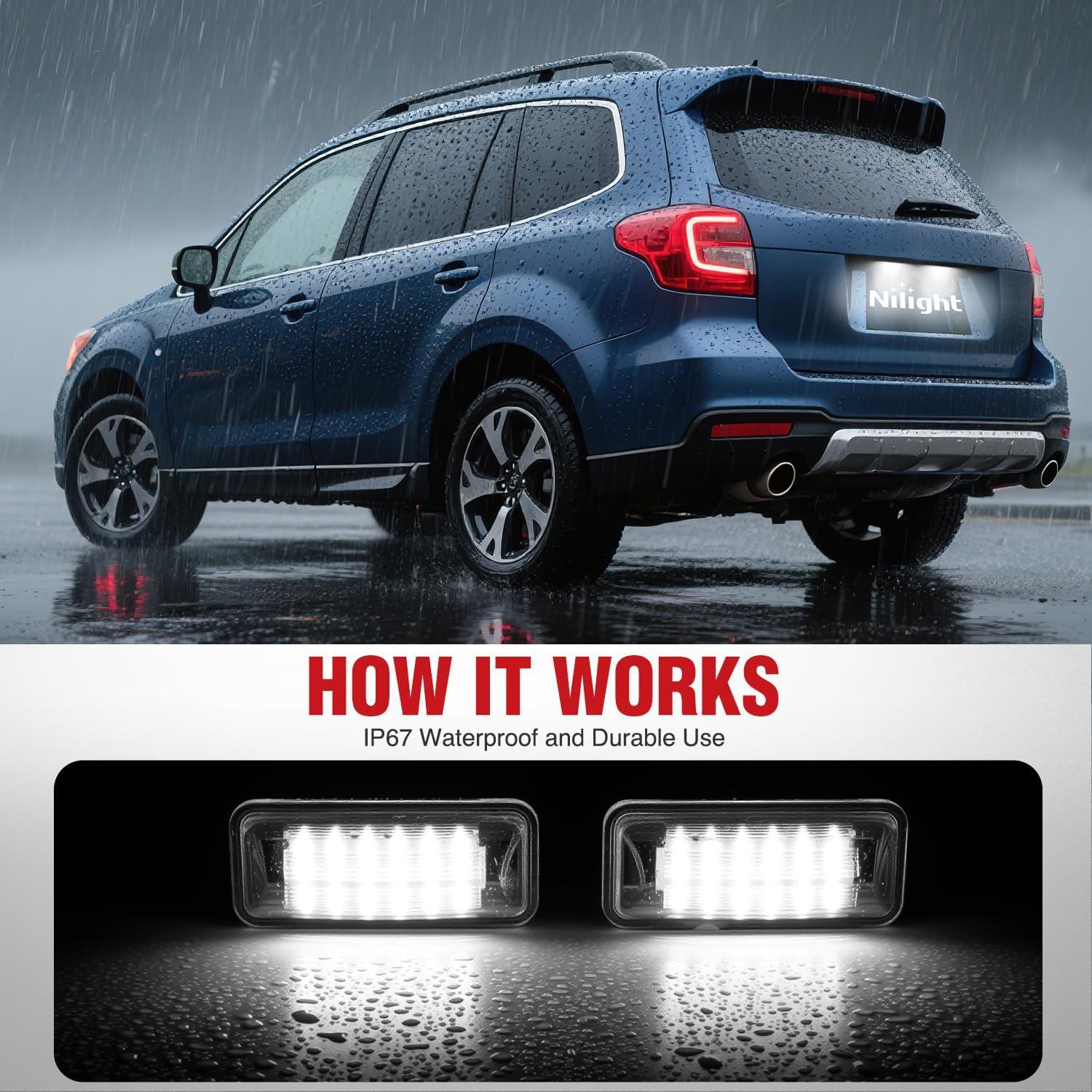 image:imageNilight License Plate Lights Compatible with 2010 2011 2012 2013 2014 Ford Mustang 2008 2009 Ford Mercury Sable 2014 2015 Ford Edge 20102018 Ford Taurus with Black housing 6000K White 2PCS Pack20122020 TOYOTA 86