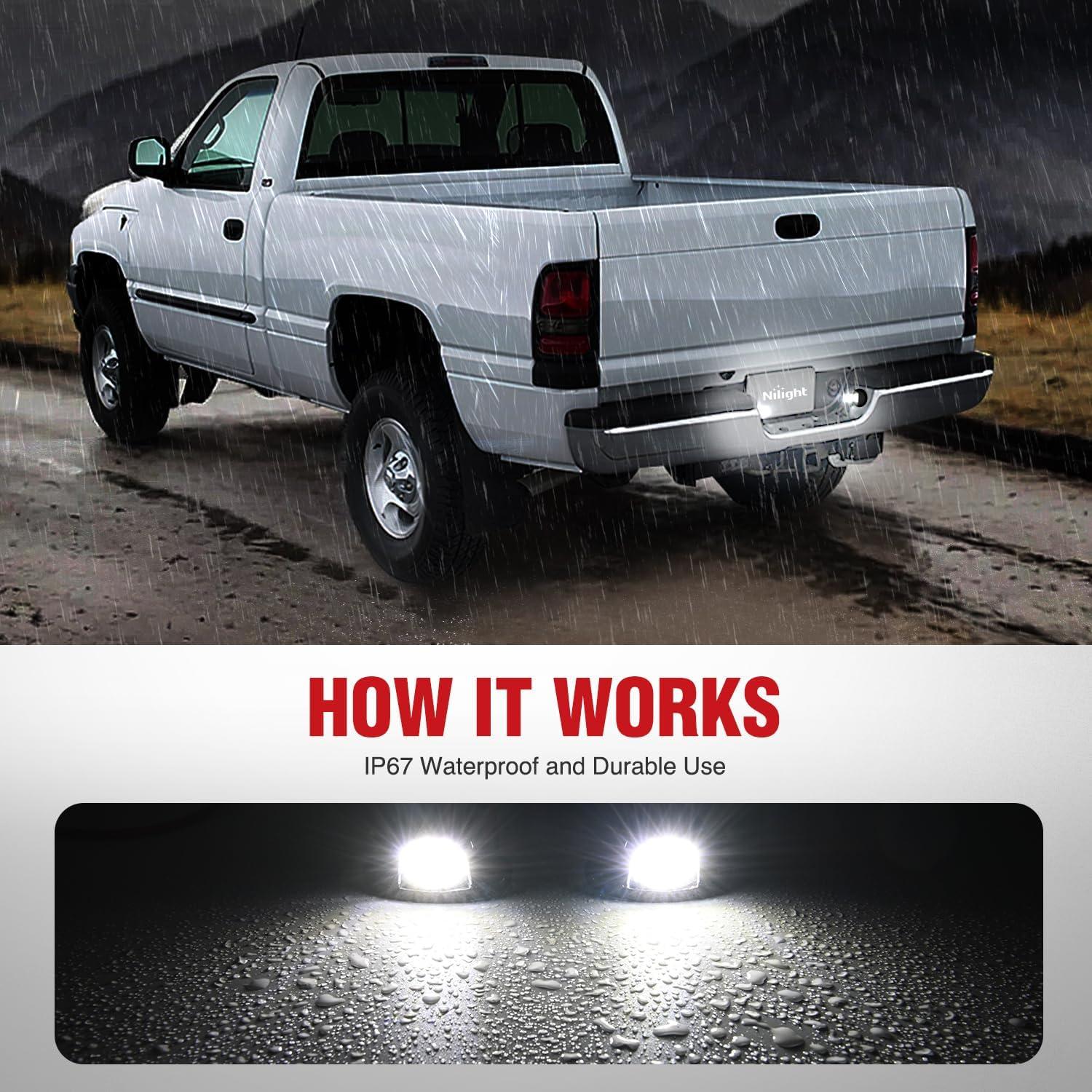 image:imageNilight License Plate Lights Compatible with 2010 2011 2012 2013 2014 Ford Mustang 2008 2009 Ford Mercury Sable 2014 2015 Ford Edge 20102018 Ford Taurus with Black housing 6000K White 2PCS Pack19942001 Dodge Ram