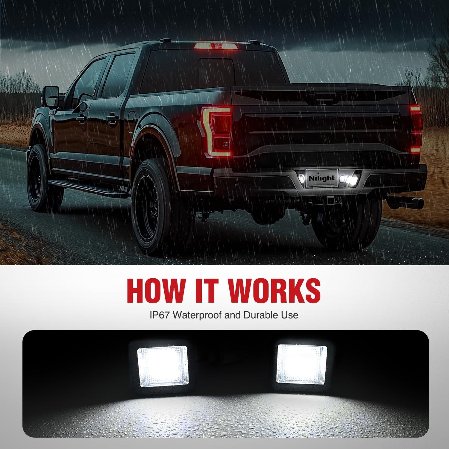 image:imageNilight License Plate Lights Compatible with 2010 2011 2012 2013 2014 Ford Mustang 2008 2009 Ford Mercury Sable 2014 2015 Ford Edge 20102018 Ford Taurus with Black housing 6000K White 2PCS PackWhite 20152020 F150