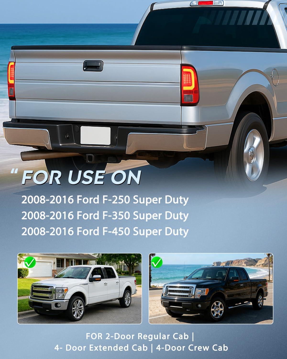 image:imageNilight Taillight Assembly Compatible with 2008 2009 2010 2011 2012 2013 2014 2015 2016 Ford F250 F350 F450 Super Duty Rear Tail Light Lamp Replacement OE Style Driver and Passenger Side Dark RedLED RedC ShapePair