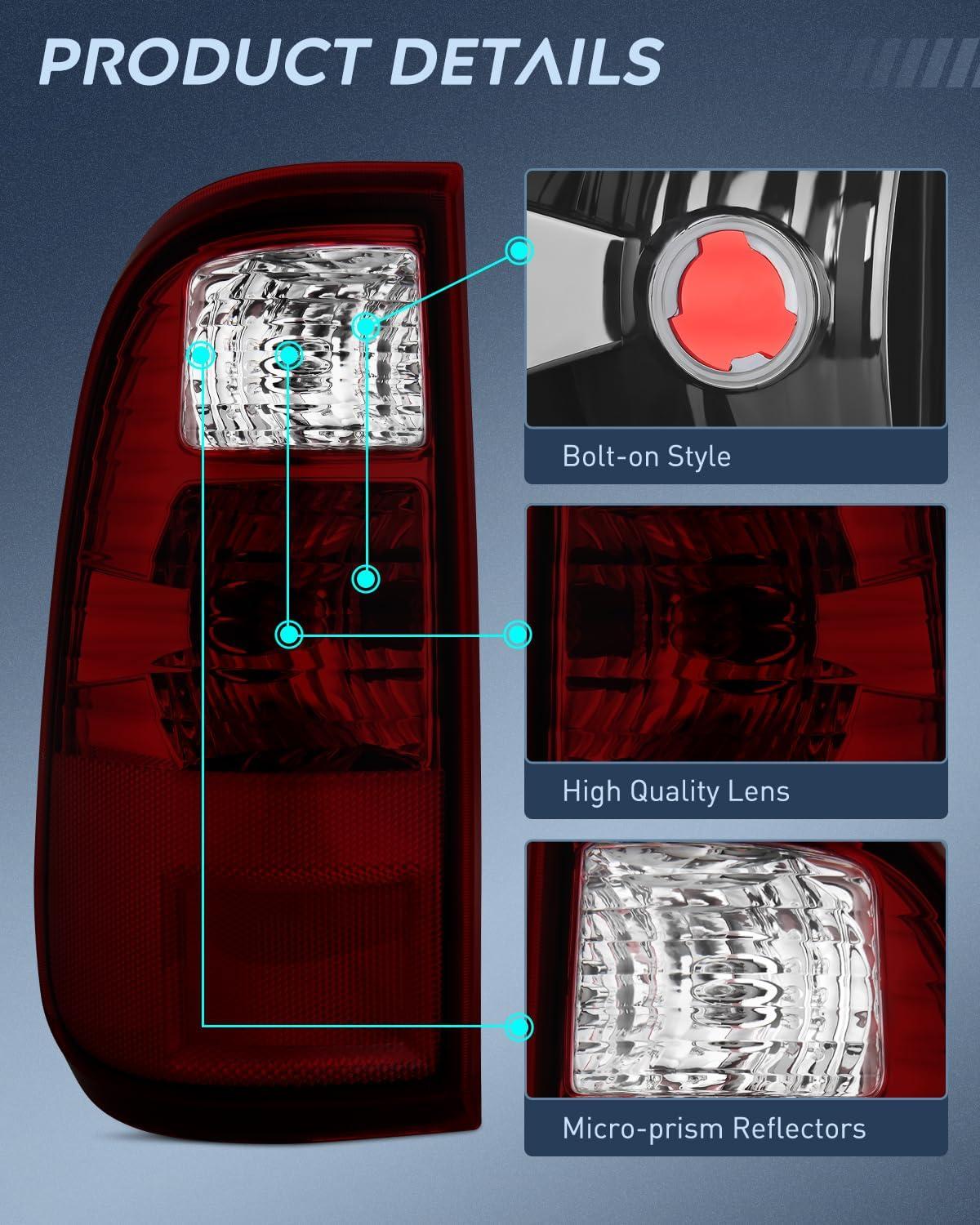 image:imageNilight Taillight Assembly Compatible with 2008 2009 2010 2011 2012 2013 2014 2015 2016 Ford F250 F350 F450 Super Duty Rear Tail Light Lamp Replacement OE Style Driver and Passenger Side Dark RedDark RedPair