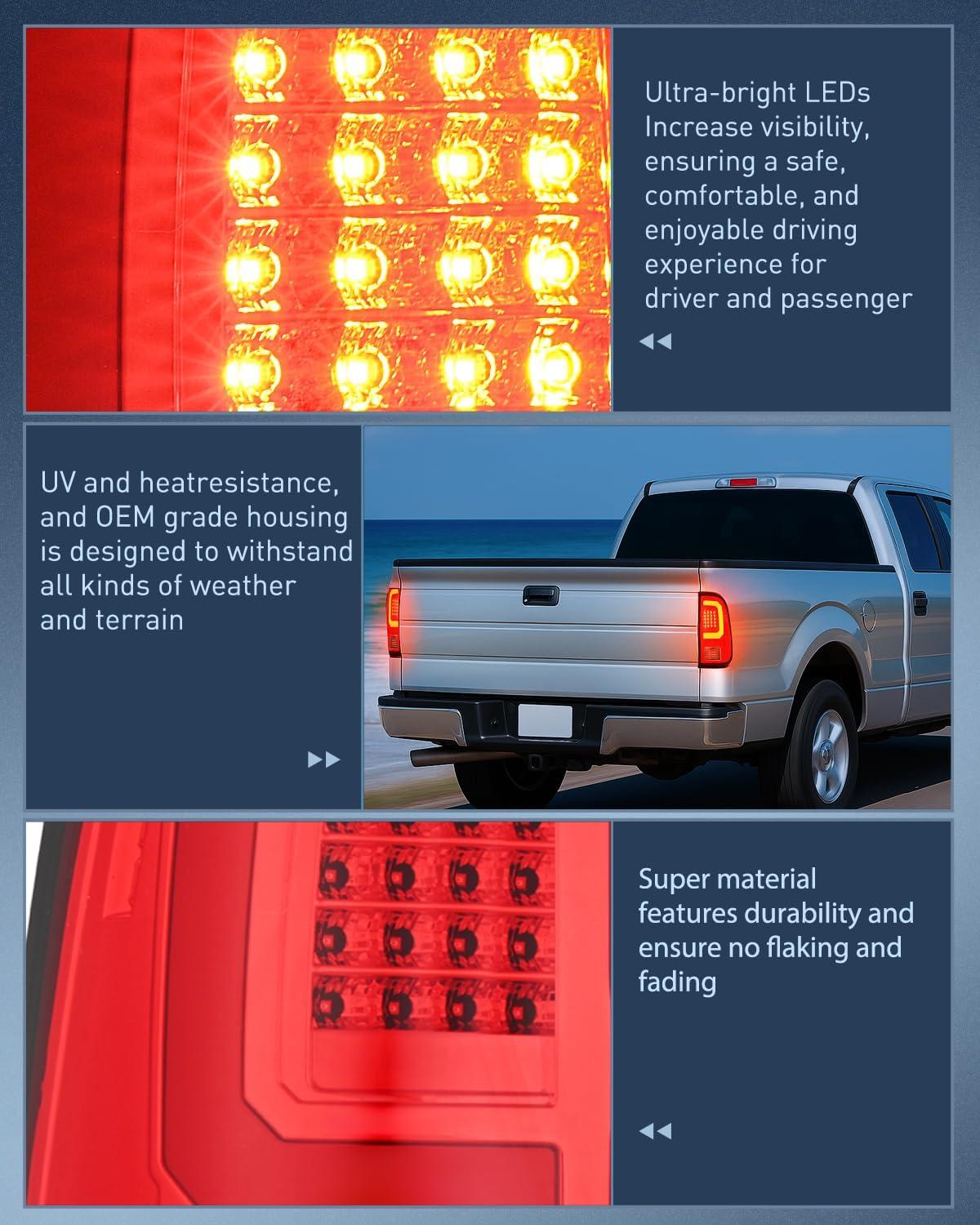 image:imageNilight Taillight Assembly Compatible with 2008 2009 2010 2011 2012 2013 2014 2015 2016 Ford F250 F350 F450 Super Duty Rear Tail Light Lamp Replacement OE Style Driver and Passenger Side Dark RedLED RedC ShapePair