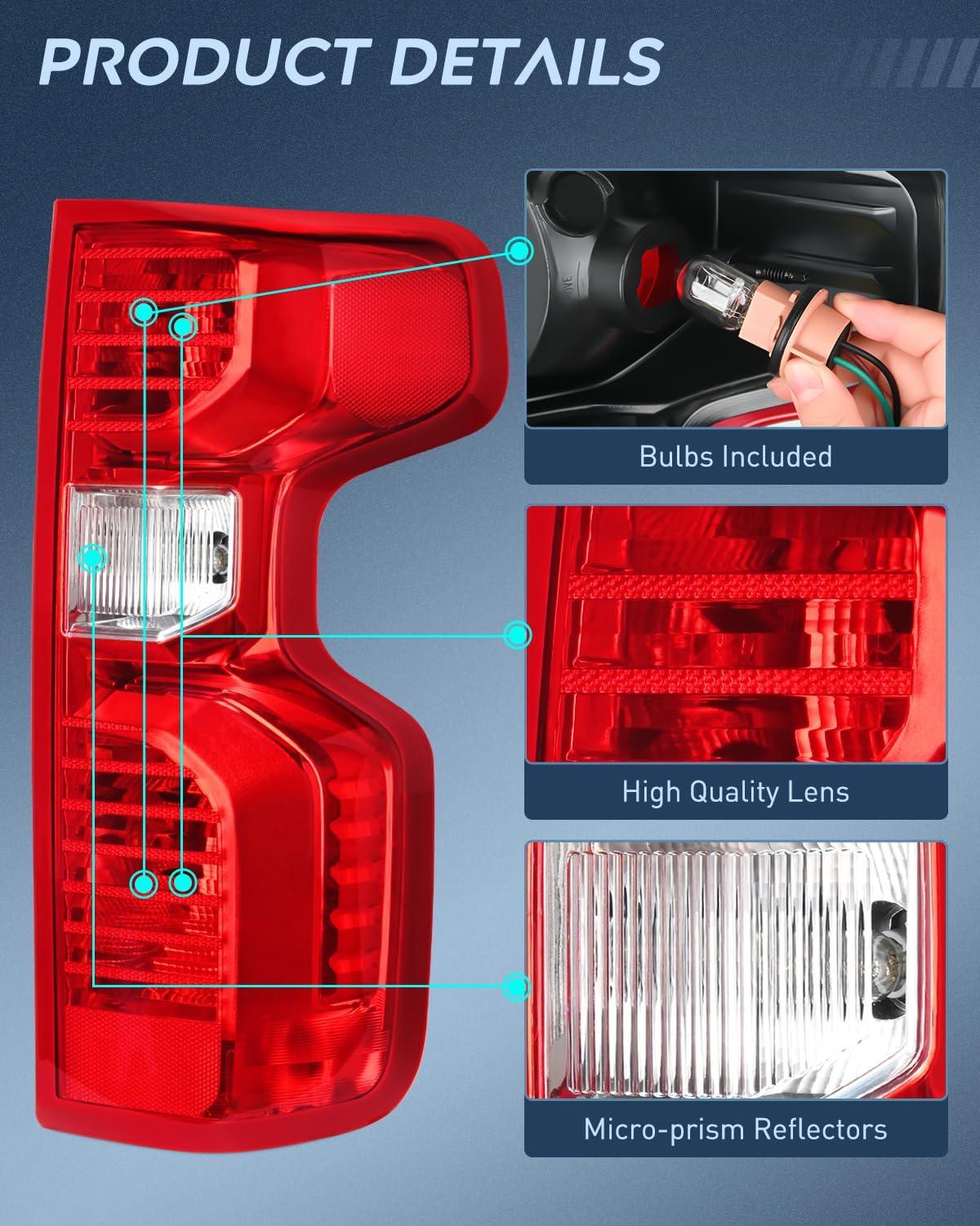 image:imageNilight Taillight Assembly Compatible with 2019 2020 2021 2022 2023 2024 Chevy Silverado 1500 20202024 Silverado 2500HD 3500HD Rear Lamp Replacement OE Style Passenger SidePassenger Side