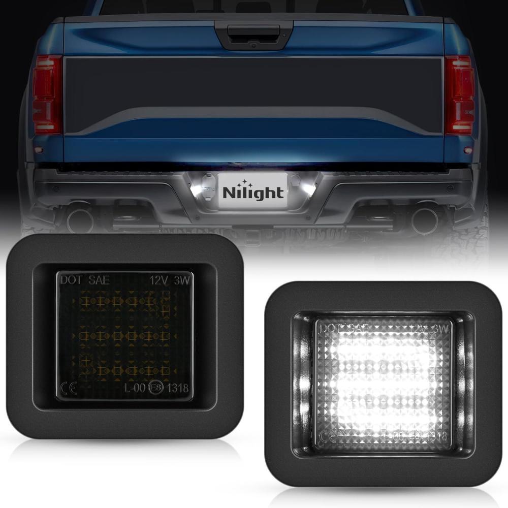image:imageNilight License Plate Lights Compatible with 2010 2011 2012 2013 2014 Ford Mustang 2008 2009 Ford Mercury Sable 2014 2015 Ford Edge 20102018 Ford Taurus with Black housing 6000K White 2PCS PackSmoke 20152020 F150