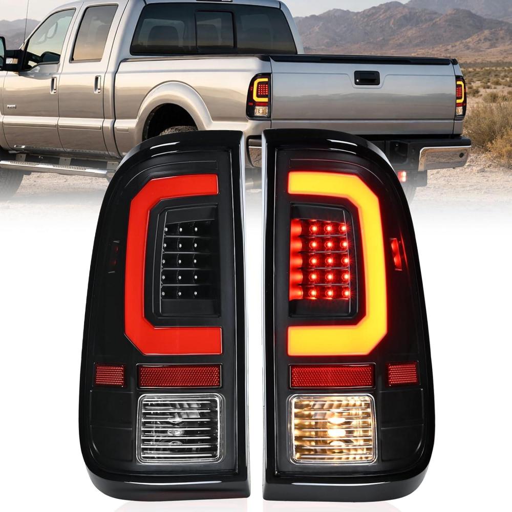 image:imageNilight Taillight Assembly Compatible with 2008 2009 2010 2011 2012 2013 2014 2015 2016 Ford F250 F350 F450 Super Duty Rear Tail Light Lamp Replacement OE Style Driver and Passenger Side Dark RedLED BlackRed C ShapePair