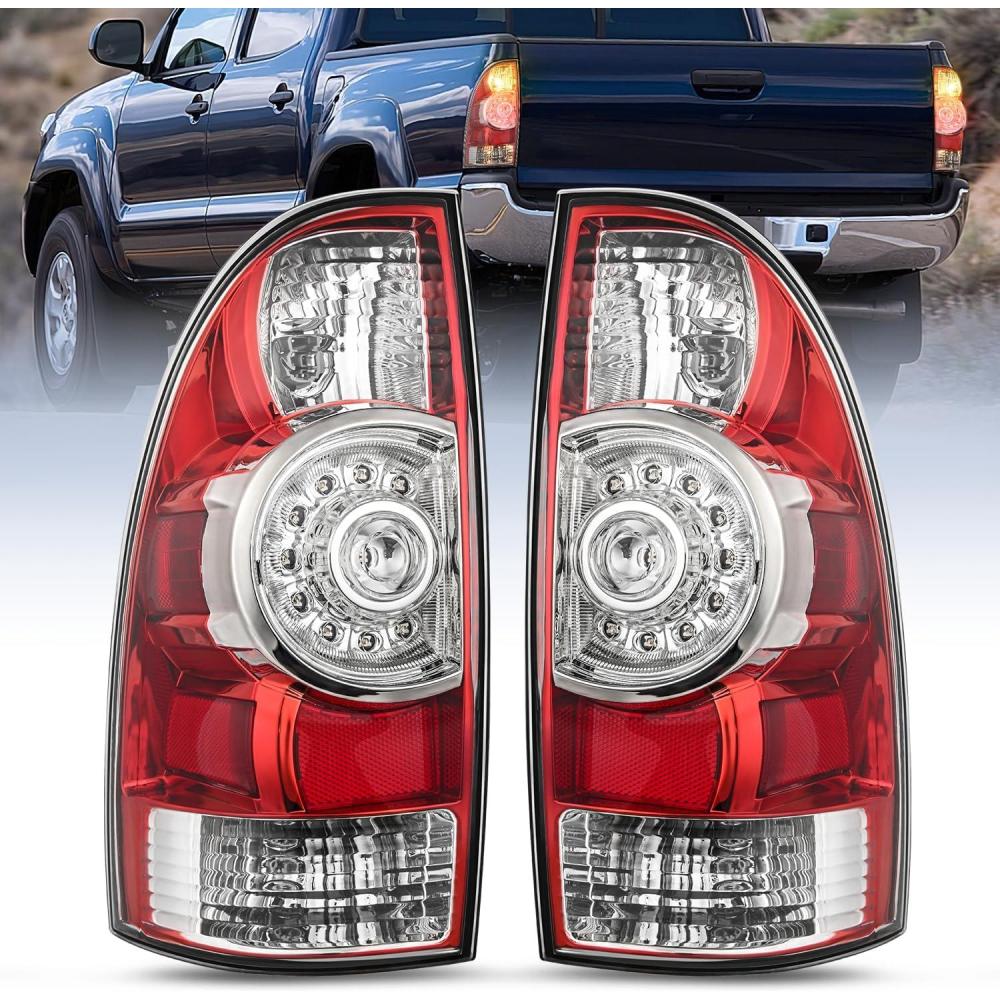 image:imageNilight Taillight Assembly Compatible with Toyota Tacoma 2005 2006 2007 2008 2009 2010 2011 2012 2013 2014 2015 Rear Tail Light Lamp Replacement Black Housing LED Lens Driver and Passenger SideRedPair