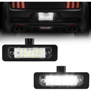 Nilight License Plate Lights Compatible with 2010 2011 2012 2013 2014 Ford Mustang 2008 2009 Ford Mercury Sable 2014 2015 Ford Edge 2010-2018 Ford Taurus with Black housing 6000K White 2PCS Pack(2010-2014 Ford Mustang/2007-2014 Lincoln MKX)