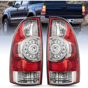 Nilight Taillight Assembly Compatible with Toyota Tacoma 2005 2006 2007 2008 2009 2010 2011 2012 2013 2014 2015 Rear Tail Light Lamp Replacement Black Housing LED Lens Driver and Passenger Side(Red-Pair)