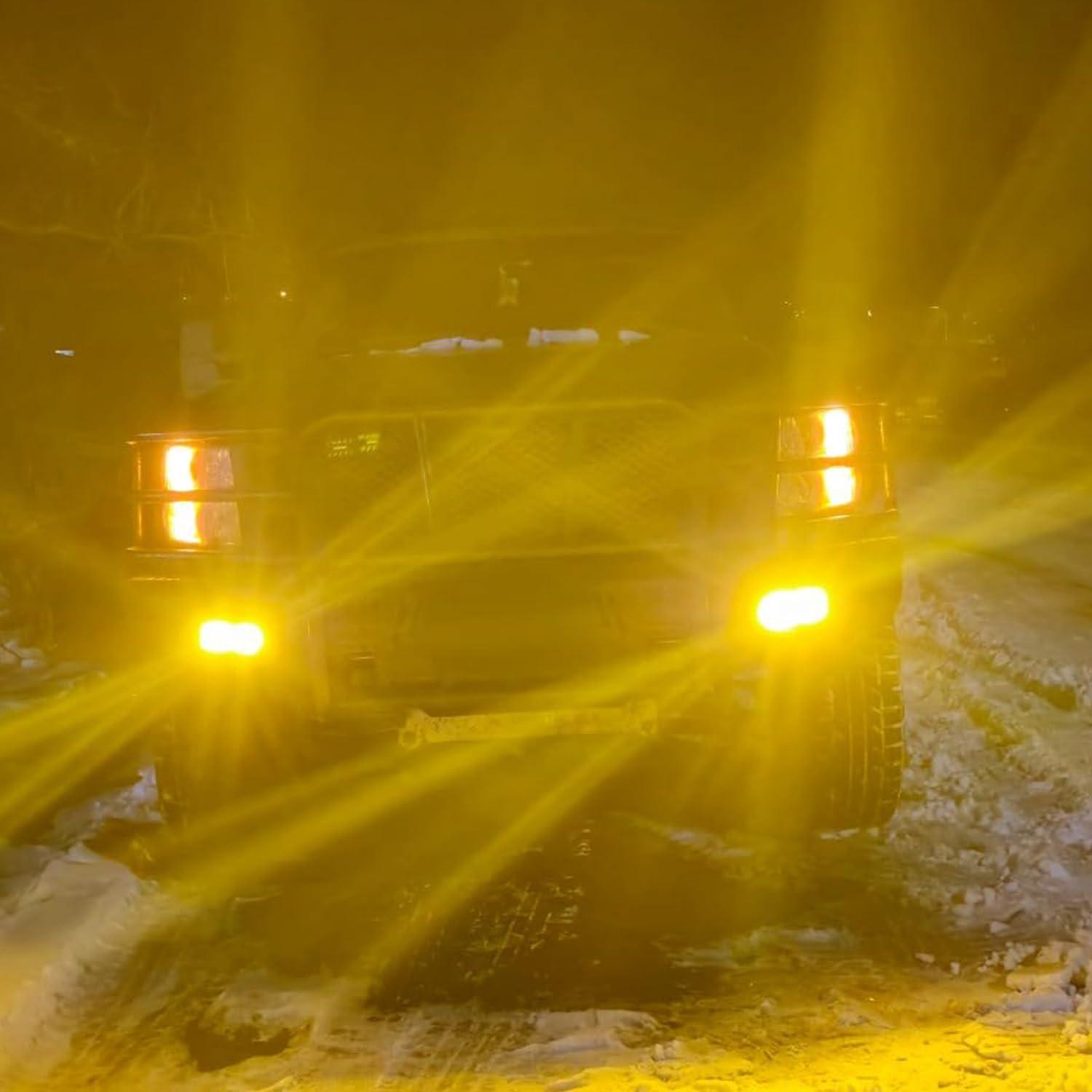 image:imageNilight 4 Inch Yellow LED Light Pods 2PCS Triple Row 60W Flood Spot Combo Offroad Driving Fog Lighting for 12V 24V Pickup Truck ATV UTV SUVAmber Led Pods