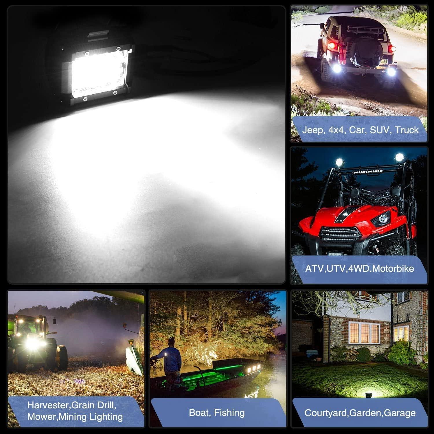 image:imageNilight 4 Inch Yellow LED Light Pods 2PCS Triple Row 60W Flood Spot Combo Offroad Driving Fog Lighting for 12V 24V Pickup Truck ATV UTV SUVLed Pods Wiring JK Mounting