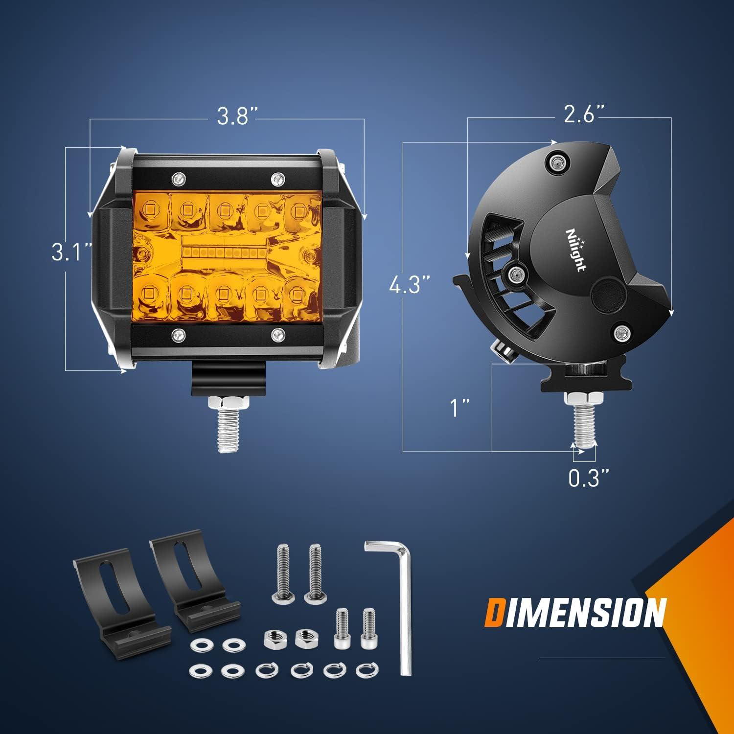image:imageNilight 4Inch OffRoad LED Light Bar 2PCS 60W 3 Lighting Modes WhiteAmberWhiteampAmber Driving Fog Light Spot Flood Lights with 18AWG Wiring Harness for Truck Car ATV SUV Jeep BoatAmber 2PCS with Wiring Harness