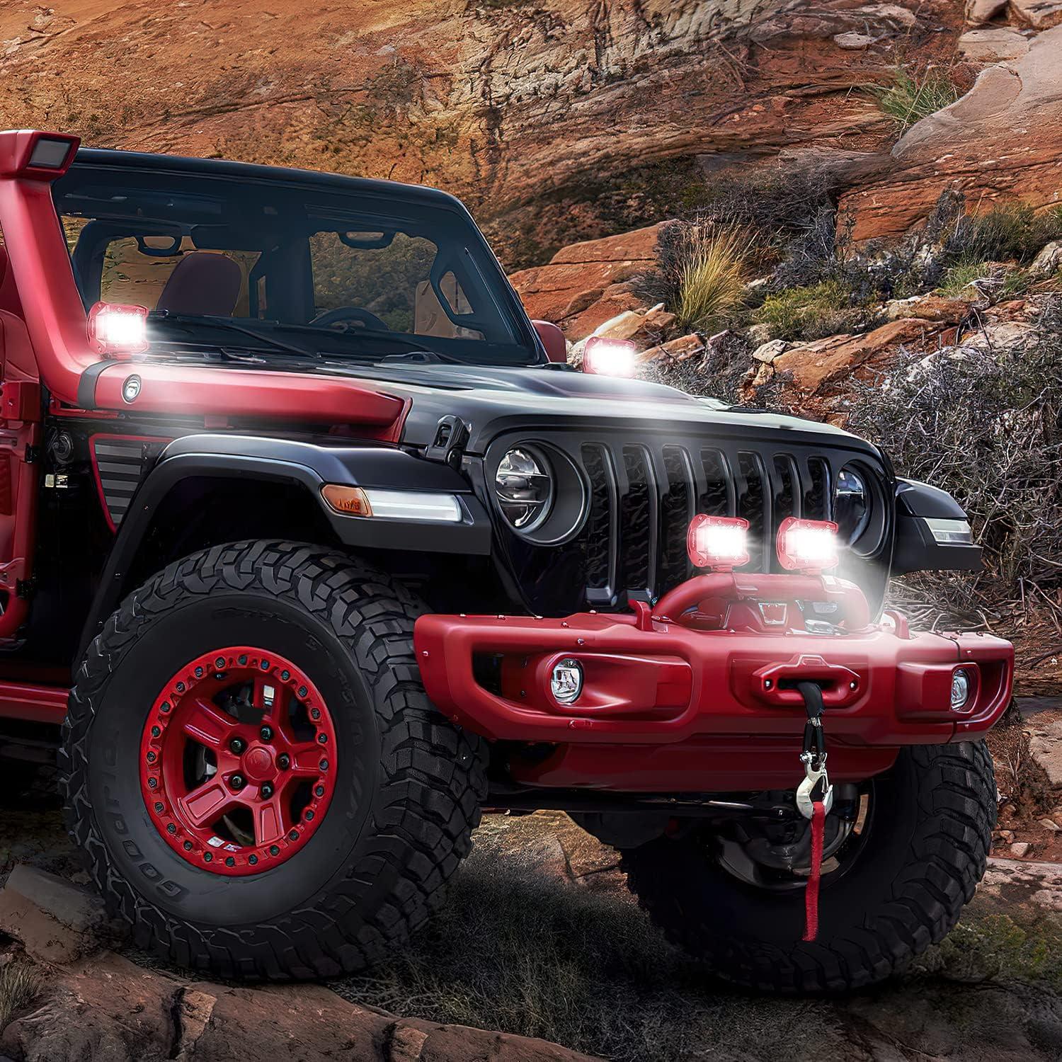 image:imageNilight 4Inch OffRoad LED Light Bar 2PCS 60W 3 Lighting Modes WhiteAmberWhiteampAmber Driving Fog Light Spot Flood Lights with 18AWG Wiring Harness for Truck Car ATV SUV Jeep BoatWhite 2PCS with Red Shell and Wiring Kit