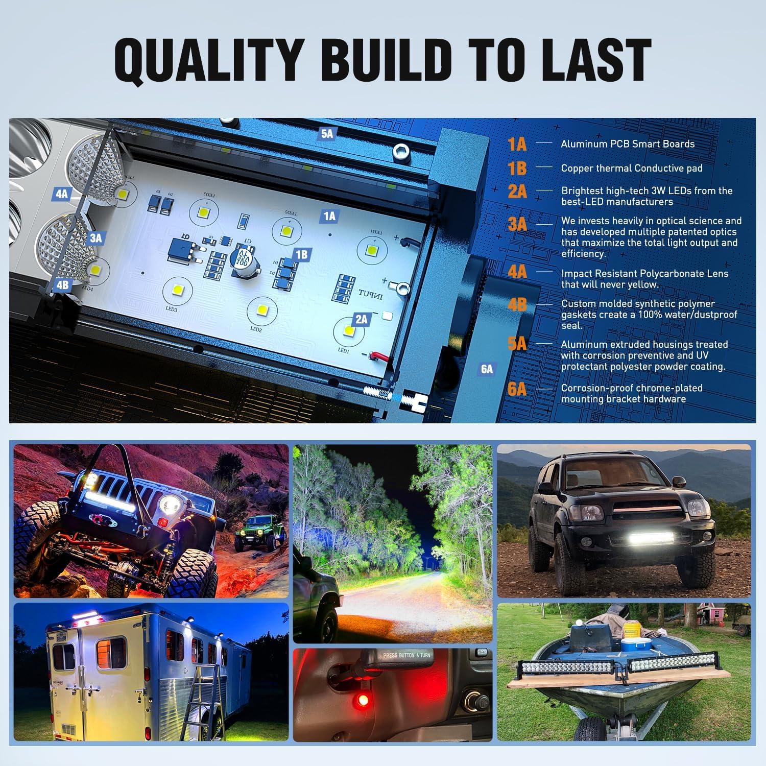 image:imageNilight LED Light Bar 32Inch 180W Spot Flood Combo Driving Upper Windshield Roof Lighting with 12V 16AWG Wiring Harness Kit for Truck Tractor Trailer Pickup SUV 4x4 Van Camper