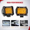 Nilight 4 Inch Yellow LED Light Pods 2PCS Triple Row 60W Flood Spot Combo Offroad Driving Fog Lighting for 12V 24V Pickup Truck ATV UTV SUV(Amber Led Pods)