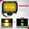 Nilight 4 Inch Yellow LED Light Pods 2PCS Triple Row 60W Flood Spot Combo Offroad Driving Fog Lighting for 12V 24V Pickup Truck ATV UTV SUV(Black housing)