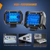 Nilight 4 Inch Yellow LED Light Pods 2PCS Triple Row 60W Flood Spot Combo Offroad Driving Fog Lighting for 12V 24V Pickup Truck ATV UTV SUV(Blue Led Pods)