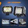 Nilight 4 Inch Yellow LED Light Pods 2PCS Triple Row 60W Flood Spot Combo Offroad Driving Fog Lighting for 12V 24V Pickup Truck ATV UTV SUV(Led Pods+ Wiring +Pillar Hood)