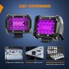 Nilight 4 Inch Yellow LED Light Pods 2PCS Triple Row 60W Flood Spot Combo Offroad Driving Fog Lighting for 12V 24V Pickup Truck ATV UTV SUV(Purple Led Pods)