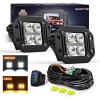 Nilight 2 PCS Flush Mount LED Pod Lights with DRL, 4.8 Inch Spot Beam 20 W 2510LM Backup Reverse Offroad Driving Fog Light w/ 16AWG Wiring kit for 4×4 Truck SUV Jeep(Black)