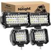 Nilight 4 Inch Yellow LED Light Pods 2PCS Triple Row 60W Flood Spot Combo Offroad Driving Fog Lighting for 12V 24V Pickup Truck ATV UTV SUV(4.3Inch Pods+ 6.5 Inch Pods White)