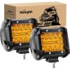 Nilight 4 Inch Yellow LED Light Pods 2PCS Triple Row 60W Flood Spot Combo Offroad Driving Fog Lighting for 12V 24V Pickup Truck ATV UTV SUV(Amber Led Pods)