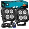 Nilight LED Pod Light 2 PCS 3.8 Inch 45 W 9 LED Square Hyper Flood Beam Offroad Driving Lights w/16 AWG Rocker Switch Wiring Harness Kit for Truck Motorbike Boat ATV UTV(2.8″ 4LED Flood Pods w/Wiring Kit)