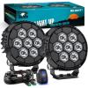 Nilight LED Pod Light 2 PCS 3.8 Inch 45 W 9 LED Square Hyper Flood Beam Offroad Driving Lights w/16 AWG Rocker Switch Wiring Harness Kit for Truck Motorbike Boat ATV UTV(4.1″ 7LED Spot Pods w/Wiring Kit)