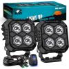 Nilight LED Pod Light 2 PCS 3.8 Inch 45 W 9 LED Square Hyper Flood Beam Offroad Driving Lights w/16 AWG Rocker Switch Wiring Harness Kit for Truck Motorbike Boat ATV UTV(2.8″ 4LED Spot Pods w/Wiring Kit)