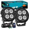 Nilight LED Pod Light 2 PCS 3.8 Inch 45 W 9 LED Square Hyper Flood Beam Offroad Driving Lights w/16 AWG Rocker Switch Wiring Harness Kit for Truck Motorbike Boat ATV UTV(3.1″ 4LED Flood Pods w/Wiring Kit)