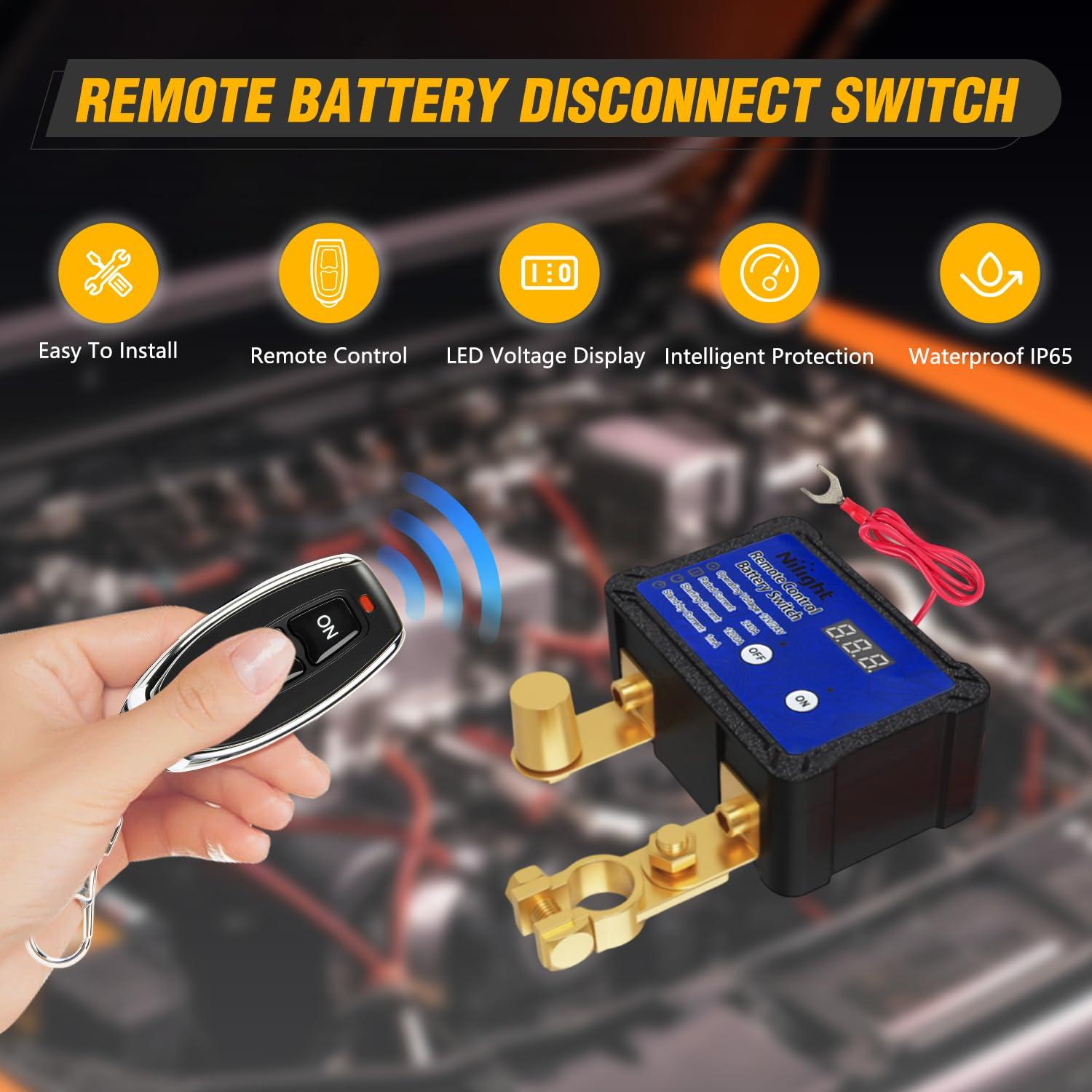 image:imageNilight 240A Remote Battery Disconnect Switch 12V 24V Car Smart AntiTheft Kill Switches Upgrade Prevent Power Drain Wireless Remote Control Relay Fobs Voltmeter Display for Auto Cars Truck RV Boat