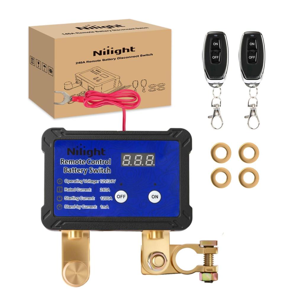 image:imageNilight 240A Remote Battery Disconnect Switch 12V 24V Car Smart AntiTheft Kill Switches Upgrade Prevent Power Drain Wireless Remote Control Relay Fobs Voltmeter Display for Auto Cars Truck RV Boat