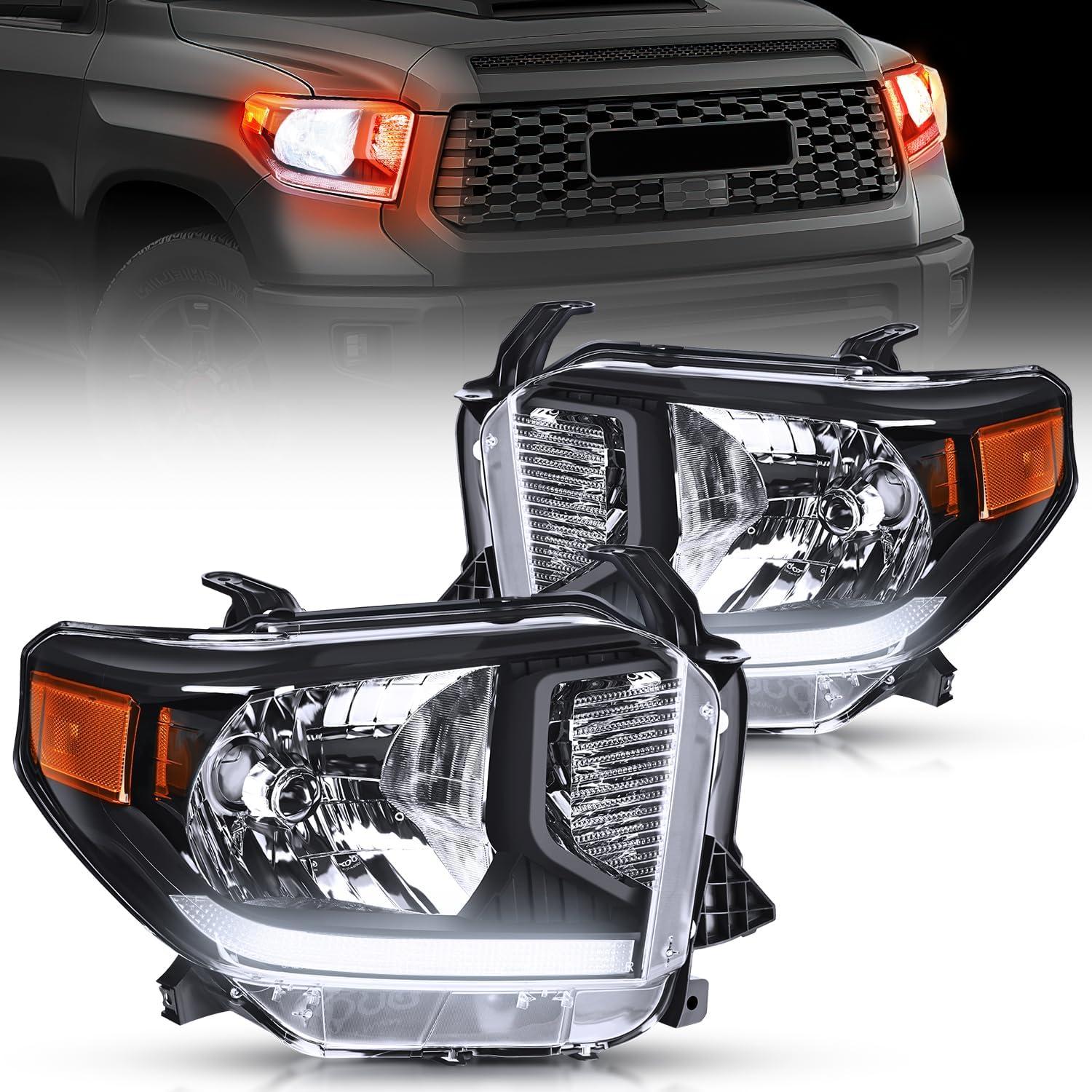 image:imageNilight Headlight Assembly Compatible for 2005 2006 Toyota Tundra 4 Door Double Crew Cab 2007 Sequoia Pickup Replacement Chrome Housing Clear Reflector Driver Passenger SideBlack Housing Amber Reflector