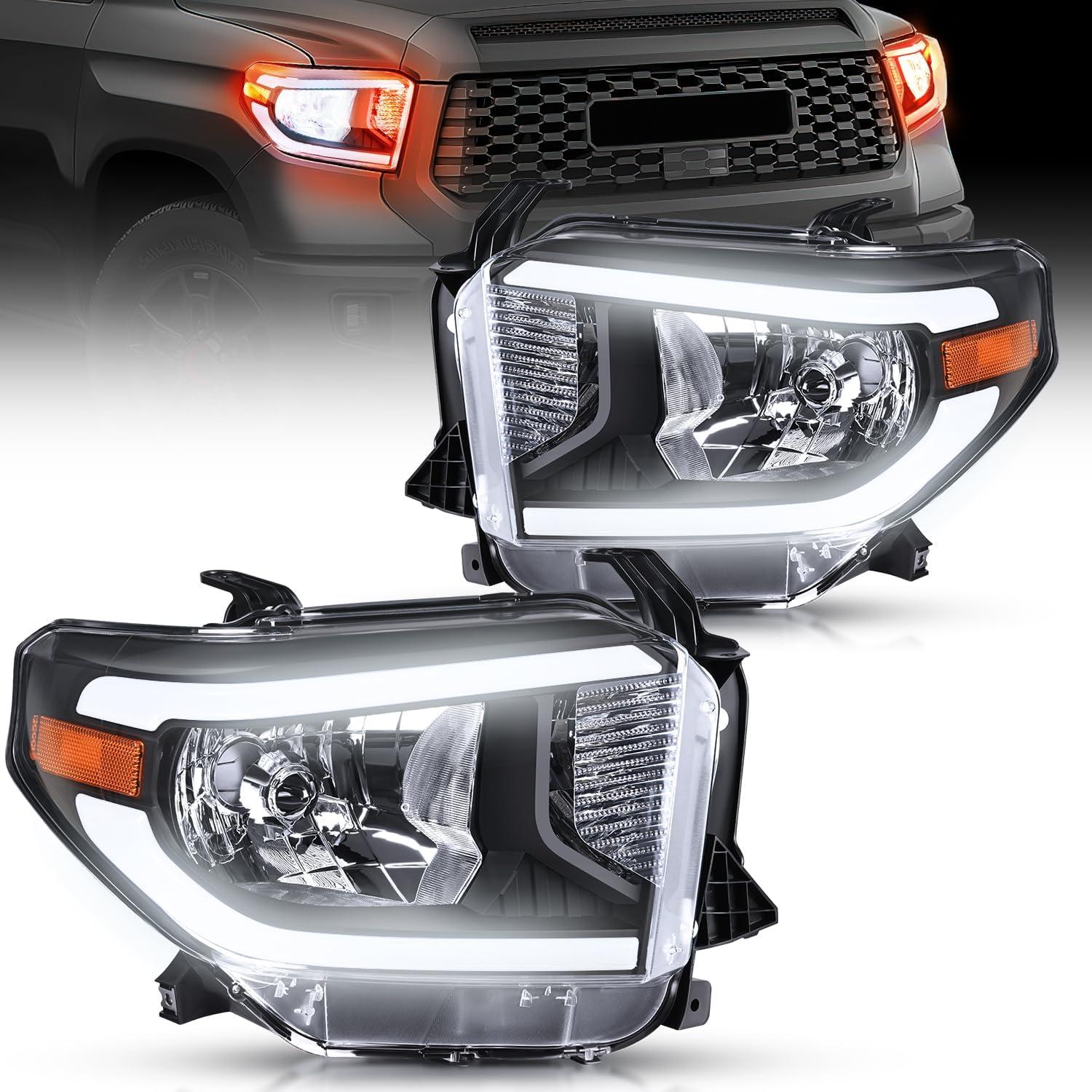 image:imageNilight Headlight Assembly Compatible for 2005 2006 Toyota Tundra 4 Door Double Crew Cab 2007 Sequoia Pickup Replacement Chrome Housing Clear Reflector Driver Passenger SideBlack Housing Amber Reflector