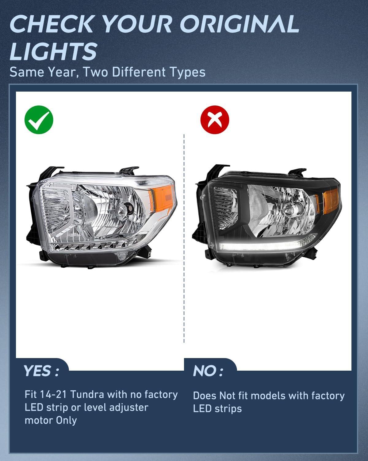 image:imageNilight Headlight Assembly Compatible for 2005 2006 Toyota Tundra 4 Door Double Crew Cab 2007 Sequoia Pickup Replacement Chrome Housing Clear Reflector Driver Passenger SideBlack Housing Amber Reflector