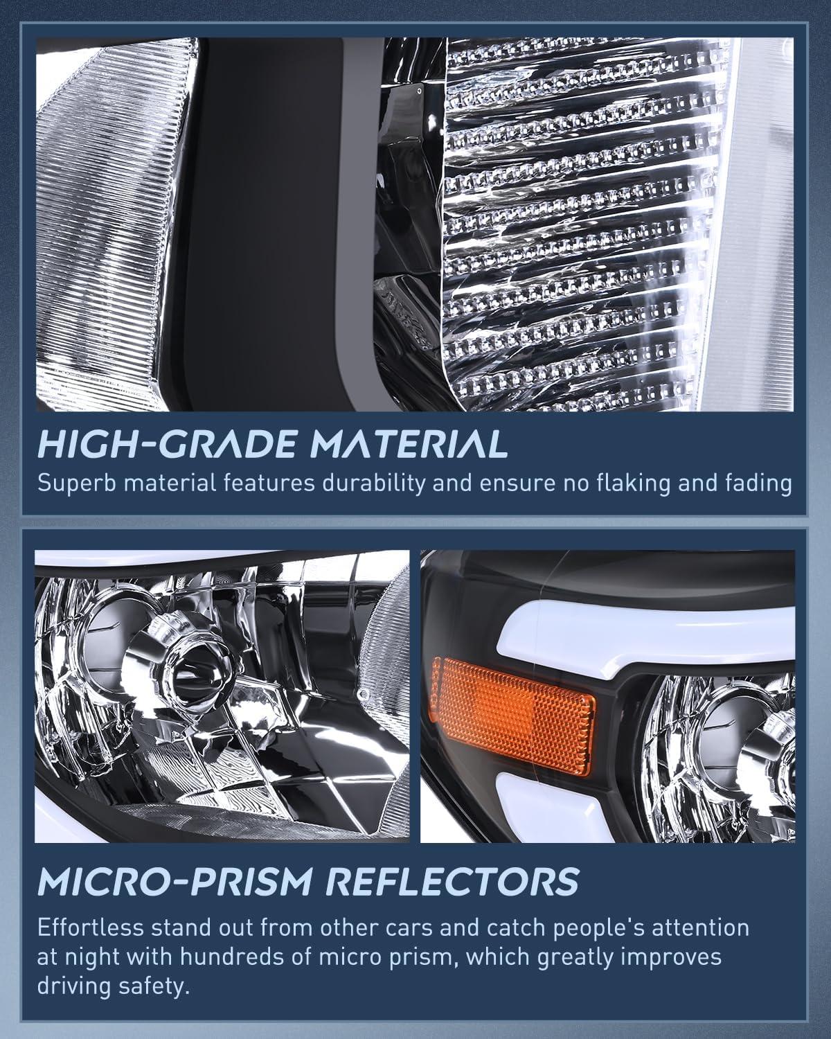image:imageNilight Headlight Assembly Compatible for 2005 2006 Toyota Tundra 4 Door Double Crew Cab 2007 Sequoia Pickup Replacement Chrome Housing Clear Reflector Driver Passenger SideBlack Housing Amber Reflector