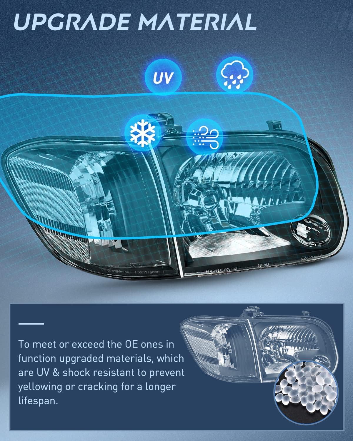 image:imageNilight Headlight Assembly Compatible for 2005 2006 Toyota Tundra 4 Door Double Crew Cab 2007 Sequoia Pickup Replacement Chrome Housing Clear Reflector Driver Passenger SideBlack Housing Clear Reflector