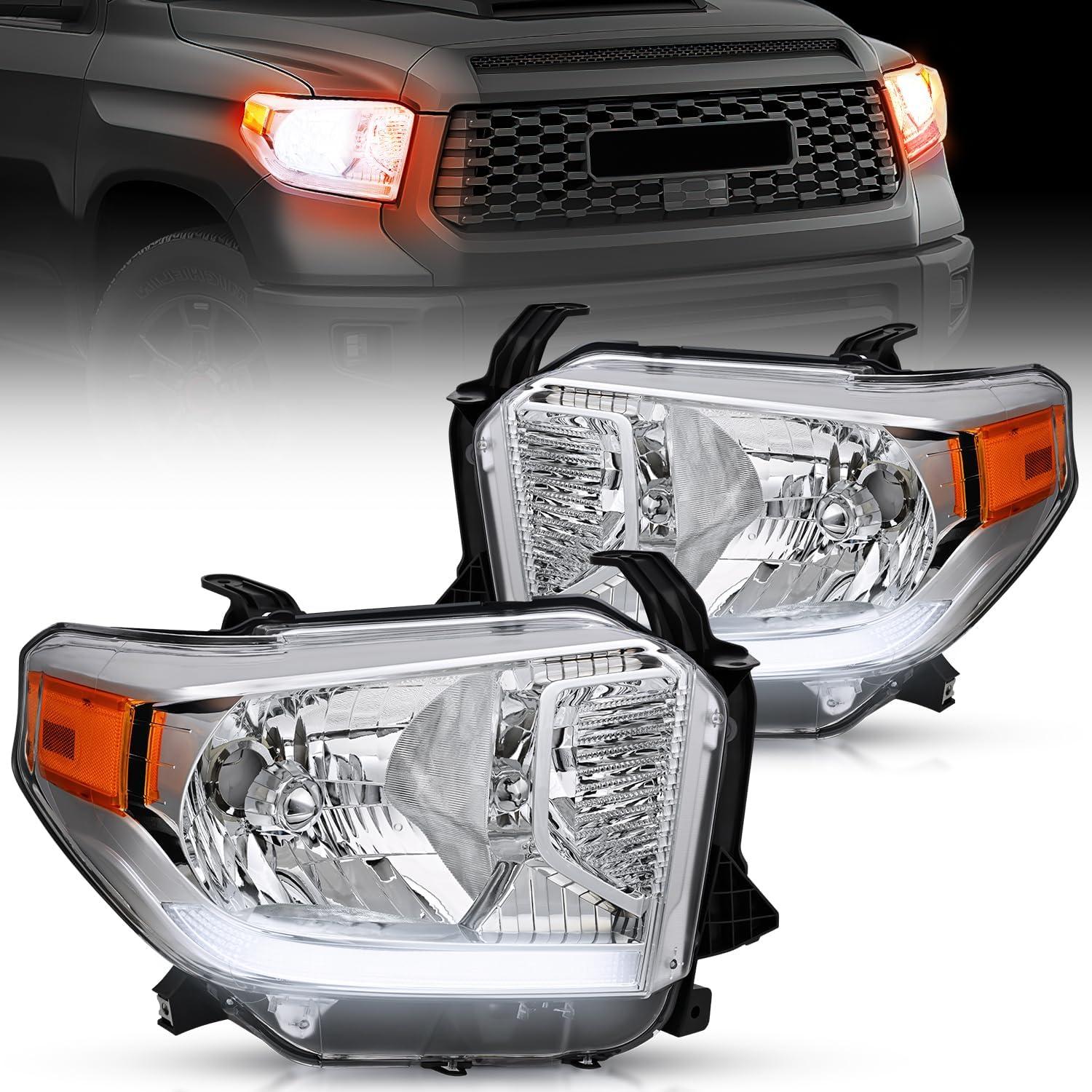 image:imageNilight Headlight Assembly Compatible for 2005 2006 Toyota Tundra 4 Door Double Crew Cab 2007 Sequoia Pickup Replacement Chrome Housing Clear Reflector Driver Passenger SideChrome Housing Amber Reflector