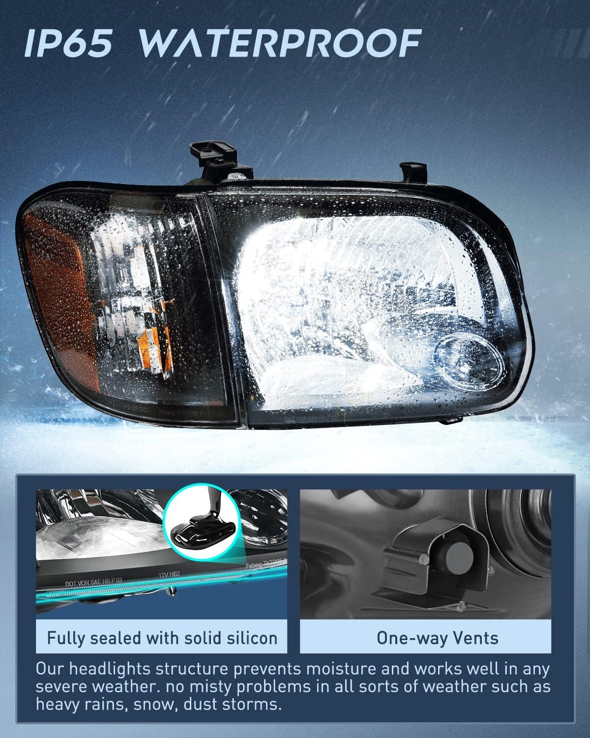 image:imageNilight Headlight Assembly Compatible for 2005 2006 Toyota Tundra 4 Door Double Crew Cab 2007 Sequoia Pickup Replacement Chrome Housing Clear Reflector Driver Passenger SideBlack Housing Amber Reflector