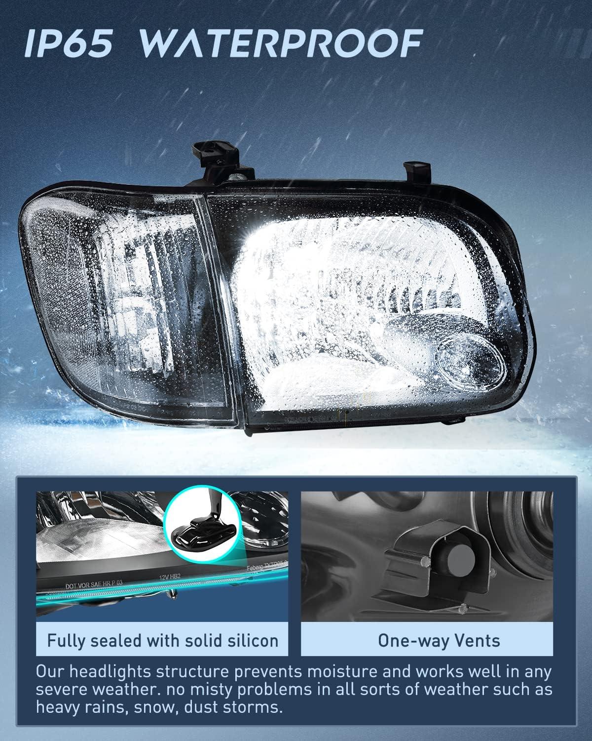 image:imageNilight Headlight Assembly Compatible for 2005 2006 Toyota Tundra 4 Door Double Crew Cab 2007 Sequoia Pickup Replacement Chrome Housing Clear Reflector Driver Passenger SideBlack Housing Clear Reflector