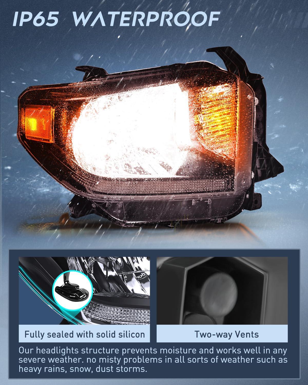image:imageNilight Headlight Assembly Compatible for 2005 2006 Toyota Tundra 4 Door Double Crew Cab 2007 Sequoia Pickup Replacement Chrome Housing Clear Reflector Driver Passenger SideBlack Housing Amber Reflector