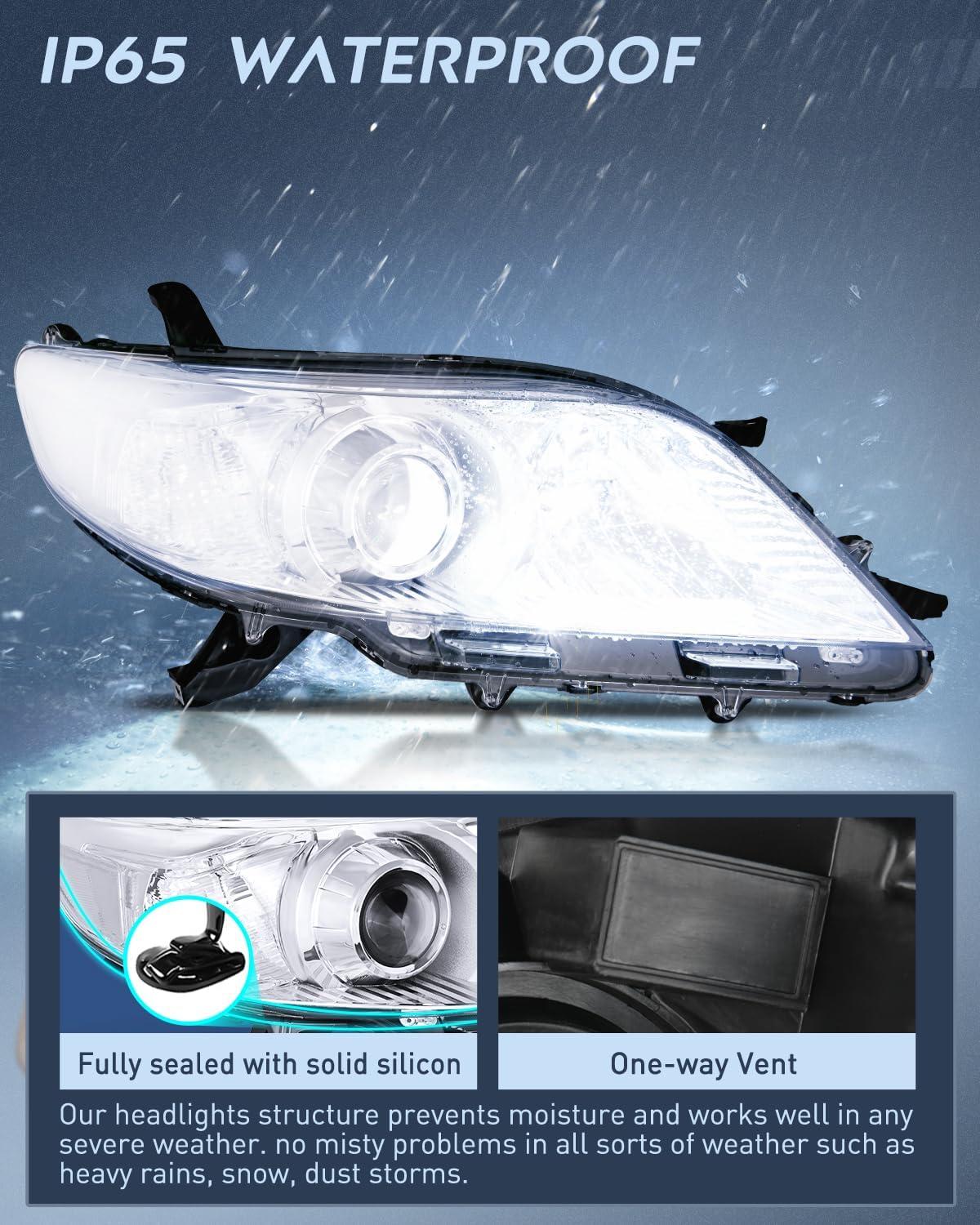 image:imageNilight Headlight Assembly Compatible with 2004 2005 Toyota Sienna Black Housing Amber Reflector Upgraded Clear Lens Headlights Replacement Driver and Passenger SideChrome Housing Clear Reflector