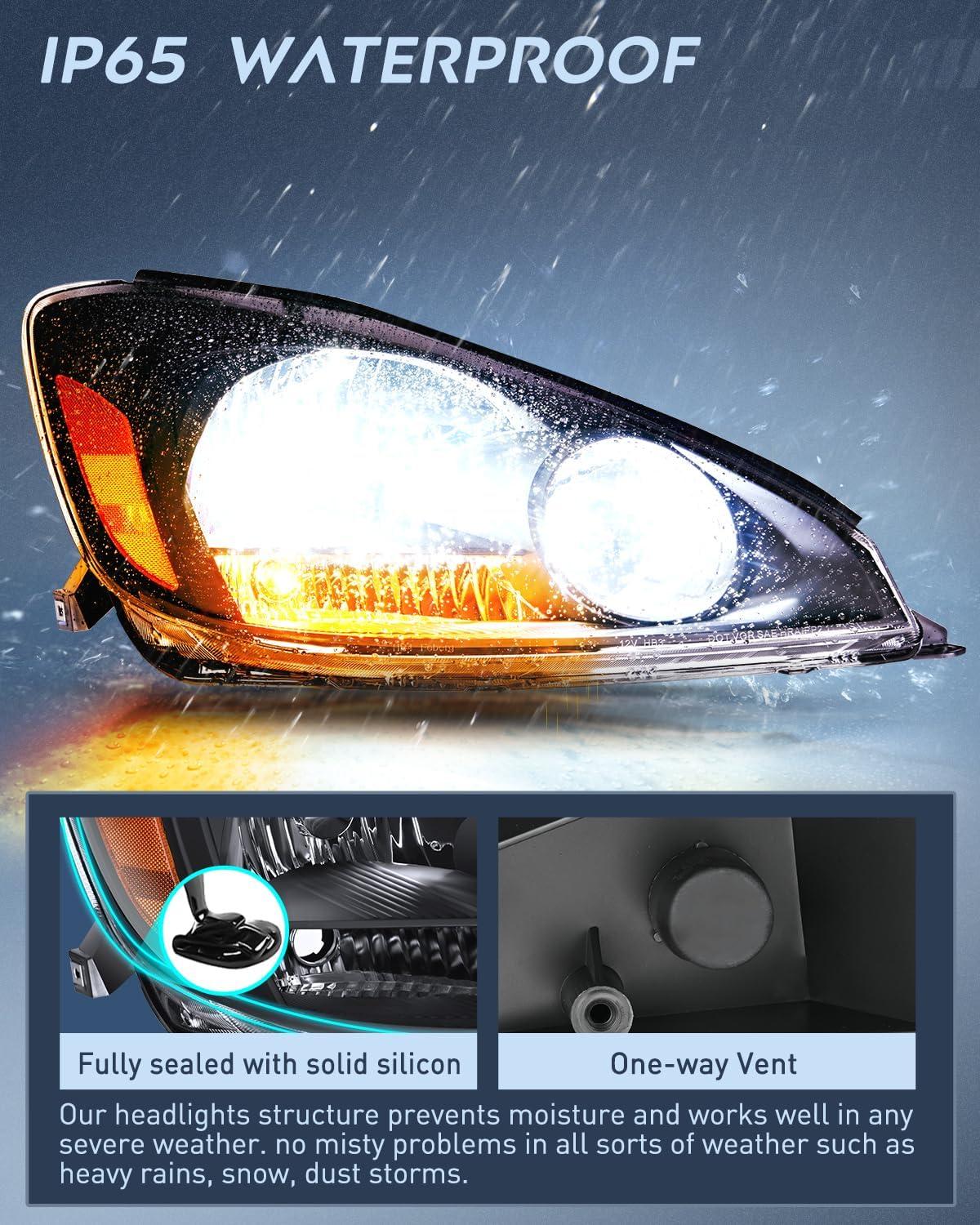 image:imageNilight Headlight Assembly Compatible with 2004 2005 Toyota Sienna Black Housing Amber Reflector Upgraded Clear Lens Headlights Replacement Driver and Passenger SideBlack Housing Amber Reflector
