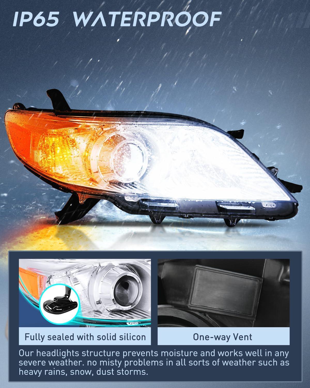 image:imageNilight Headlight Assembly Compatible with 2004 2005 Toyota Sienna Black Housing Amber Reflector Upgraded Clear Lens Headlights Replacement Driver and Passenger SideChrome Housing Amber Reflector
