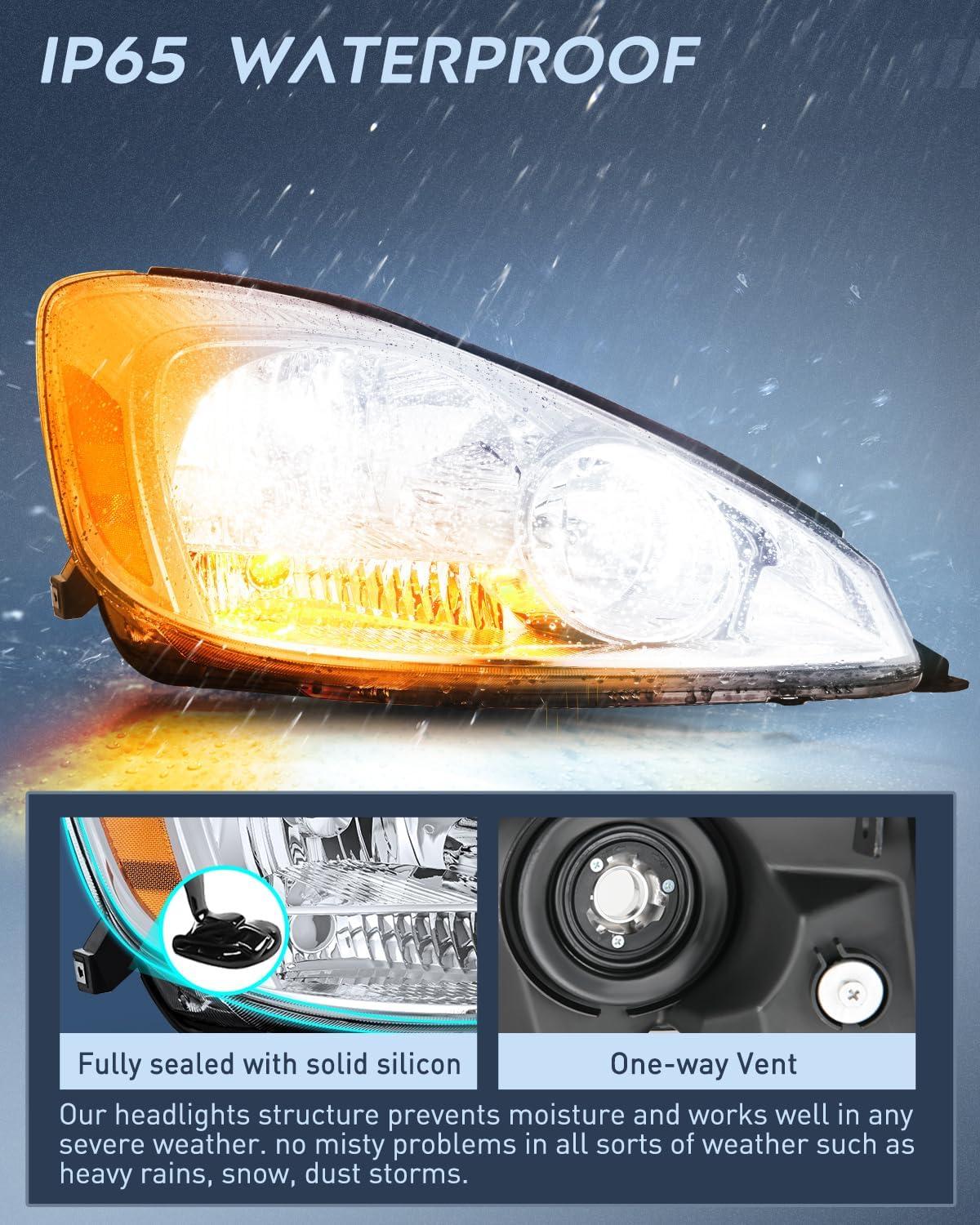 image:imageNilight Headlight Assembly Compatible with 2004 2005 Toyota Sienna Black Housing Amber Reflector Upgraded Clear Lens Headlights Replacement Driver and Passenger SideChrome Housing Amber Reflector