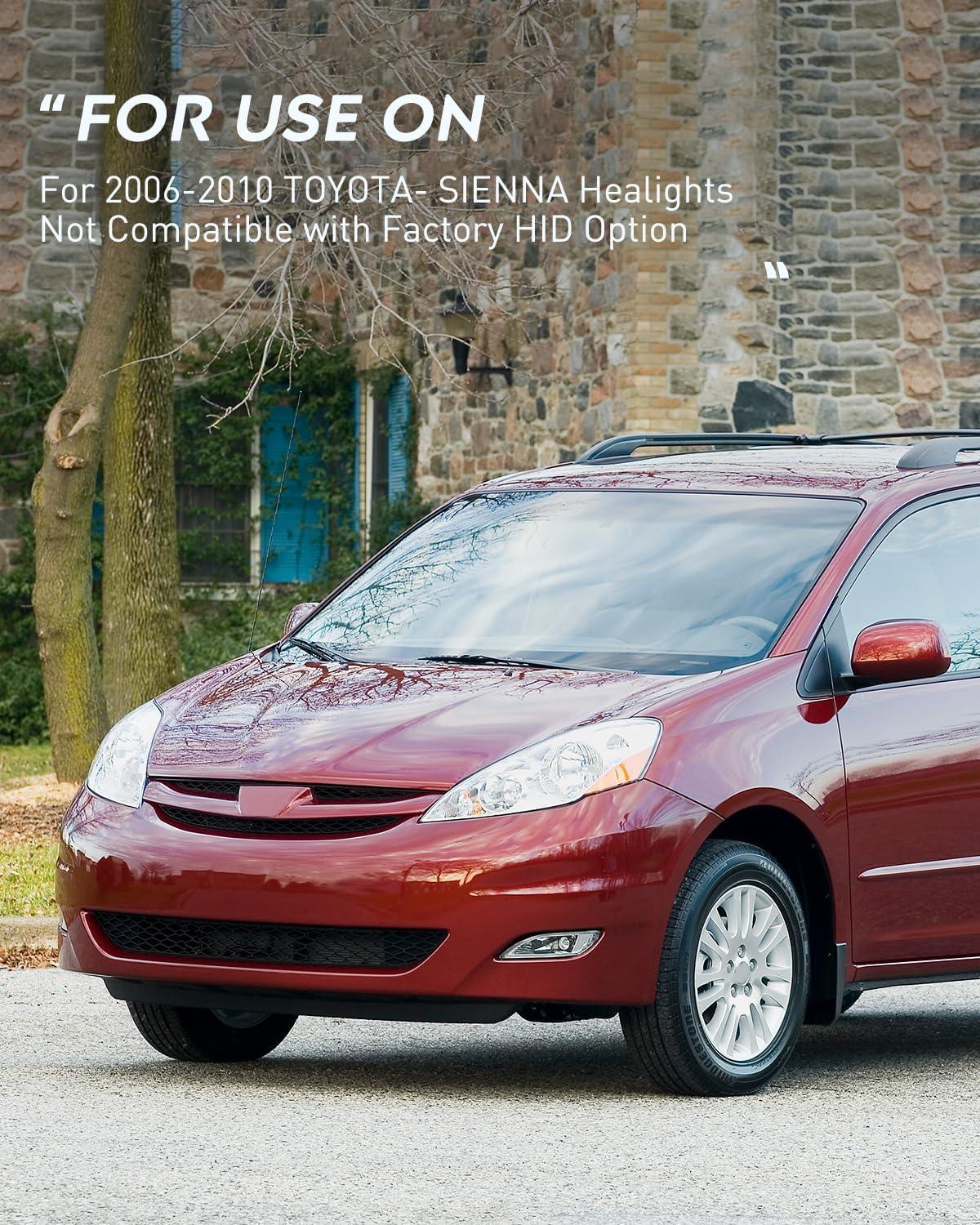 image:imageNilight Headlight Assembly Compatible with 2004 2005 Toyota Sienna Black Housing Amber Reflector Upgraded Clear Lens Headlights Replacement Driver and Passenger SideChrome Housing Amber Reflector