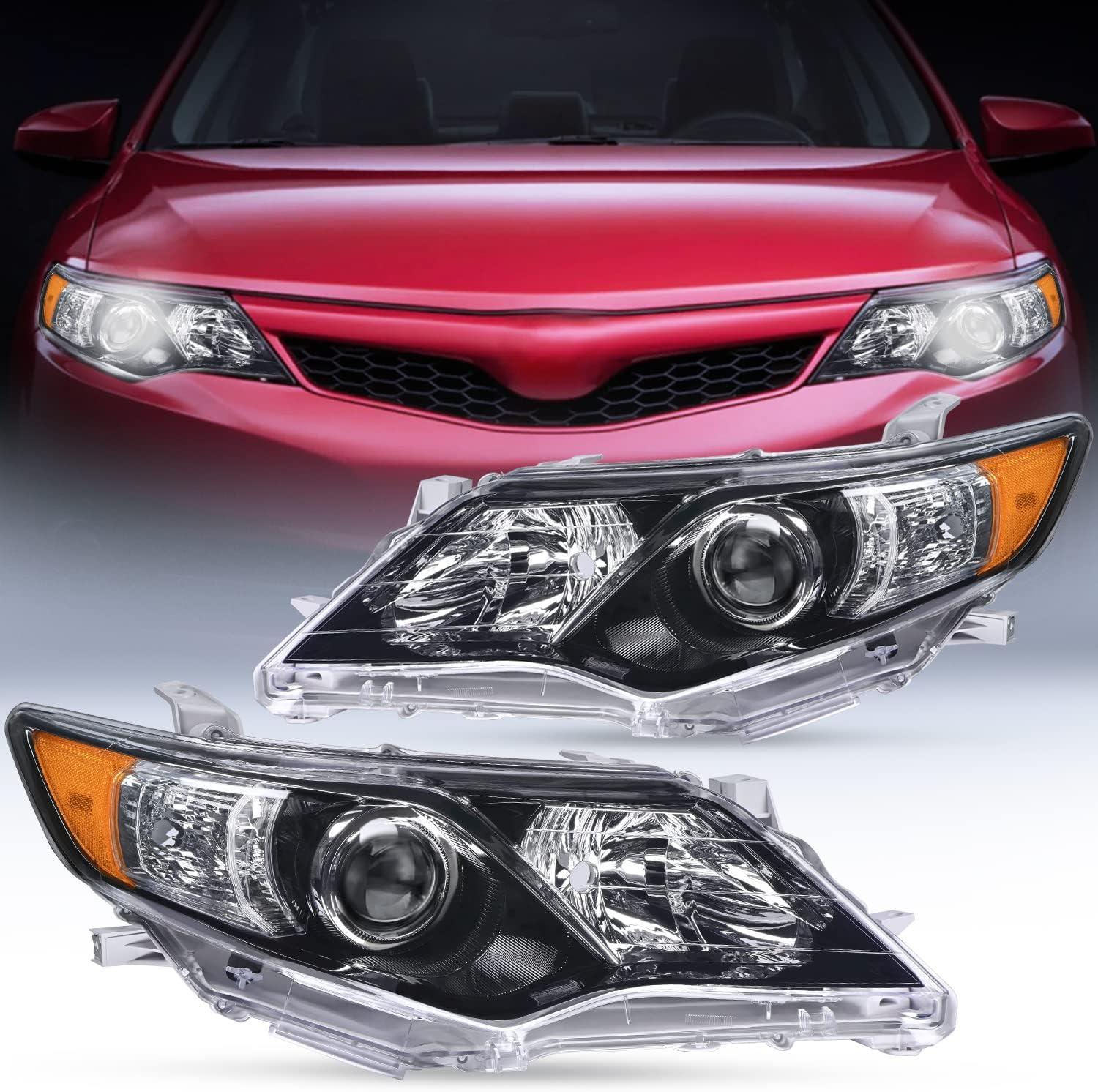 image:imageNilight Headlight Assembly Compatible with 2005 2006 Toyota Camry LE XLE SE Headlamps Replacement Chrome Housing Amber Reflector Upgraded Clear Lens Driver and Passenger SideBlack Housing Amber Reflector